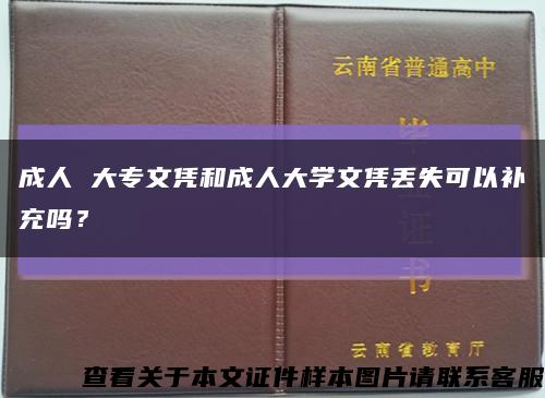 成人 大专文凭和成人大学文凭丢失可以补充吗？缩略图