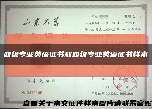 四级专业英语证书和四级专业英语证书样本缩略图