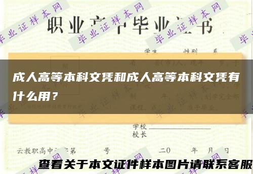 成人高等本科文凭和成人高等本科文凭有什么用？缩略图