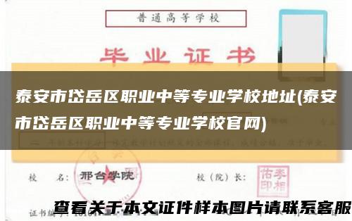 泰安市岱岳区职业中等专业学校地址(泰安市岱岳区职业中等专业学校官网)缩略图