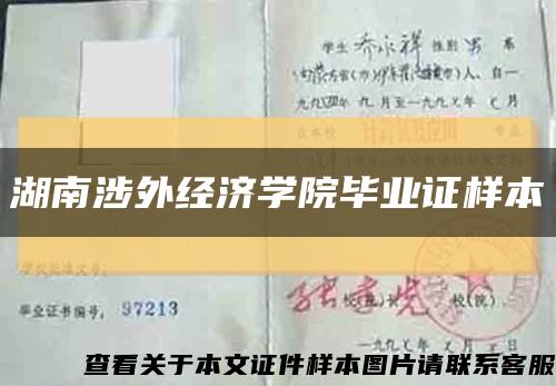 湖南涉外经济学院毕业证样本缩略图