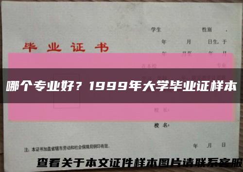 哪个专业好？1999年大学毕业证样本缩略图