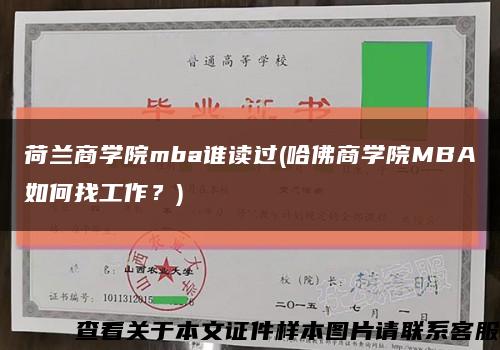 荷兰商学院mba谁读过(哈佛商学院MBA如何找工作？)缩略图