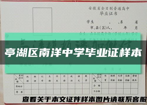 亭湖区南洋中学毕业证样本缩略图