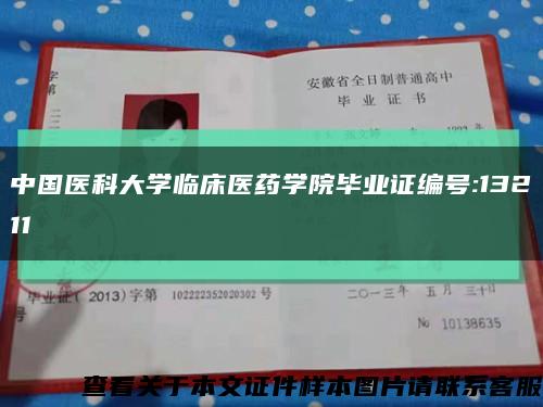 中国医科大学临床医药学院毕业证编号:13211缩略图