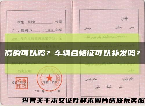 假的可以吗？车辆合格证可以补发吗？缩略图