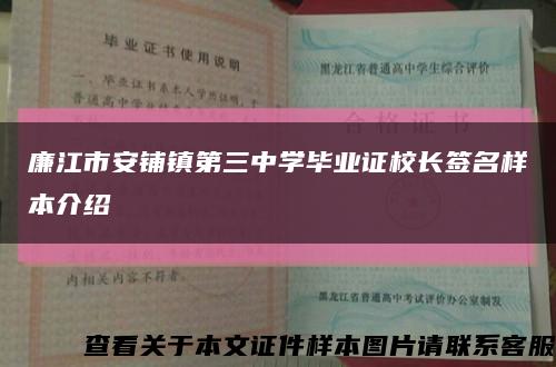 廉江市安铺镇第三中学毕业证校长签名样本介绍缩略图