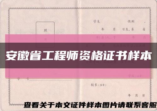 安徽省工程师资格证书样本缩略图