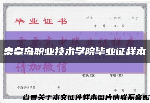 秦皇岛职业技术学院毕业证样本缩略图