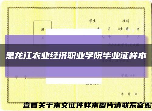 黑龙江农业经济职业学院毕业证样本缩略图