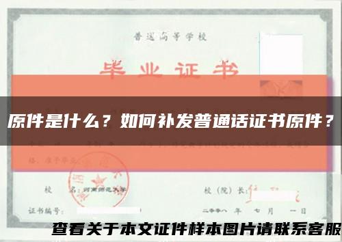 原件是什么？如何补发普通话证书原件？缩略图