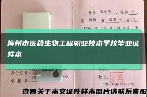 柳州市医药生物工程职业技术学校毕业证样本缩略图