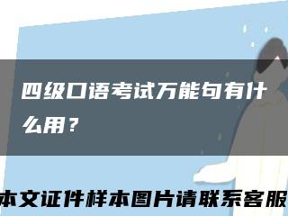 四级口语考试万能句有什么用？缩略图