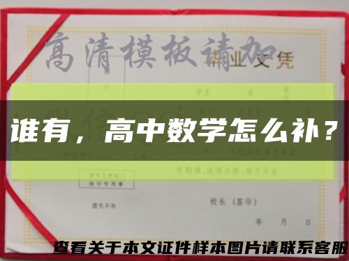 谁有，高中数学怎么补？缩略图