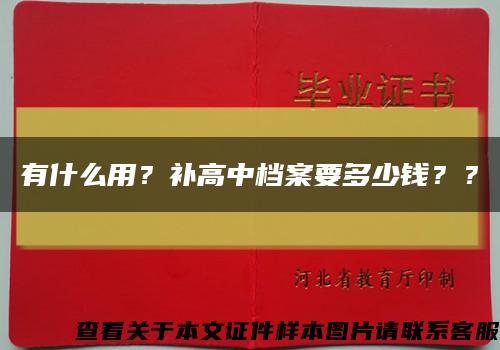 有什么用？补高中档案要多少钱？？缩略图