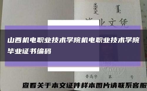 山西机电职业技术学院机电职业技术学院毕业证书编码缩略图