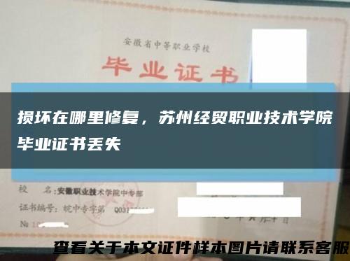 损坏在哪里修复，苏州经贸职业技术学院毕业证书丢失缩略图