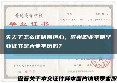 失去了怎么证明别担心，滨州职业学院毕业证书是大专学历吗？缩略图