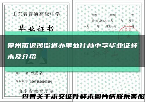 霍州市退沙街道办事处什林中学毕业证样本及介绍缩略图