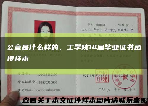 公章是什么样的，工学院14届毕业证书函授样本缩略图