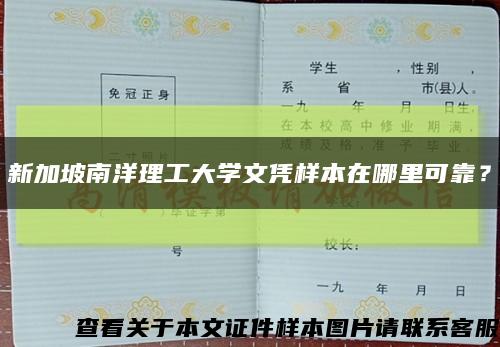 新加坡南洋理工大学文凭样本在哪里可靠？缩略图