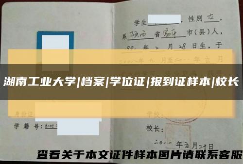 湖南工业大学|档案|学位证|报到证样本|校长缩略图