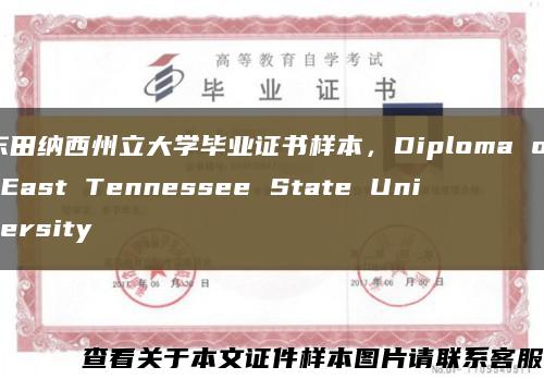 东田纳西州立大学毕业证书样本，Diploma of East Tennessee State University缩略图