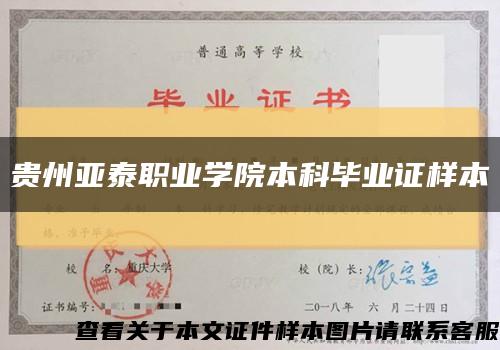 贵州亚泰职业学院本科毕业证样本缩略图