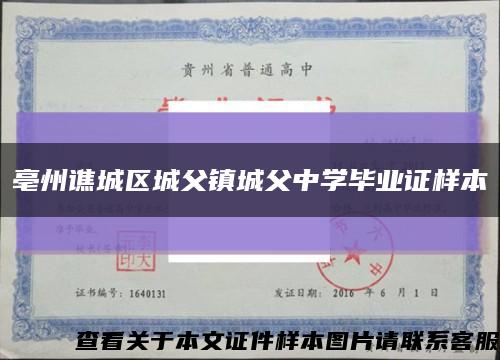 亳州谯城区城父镇城父中学毕业证样本缩略图