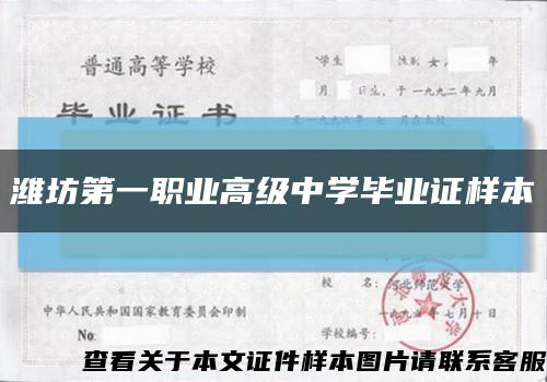 潍坊第一职业高级中学毕业证样本缩略图