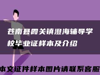 苍南县霞关镇澄海辅导学校毕业证样本及介绍缩略图