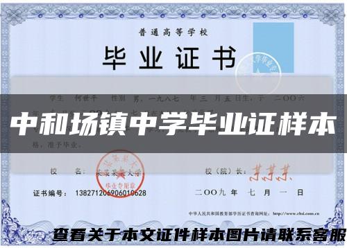 中和场镇中学毕业证样本缩略图