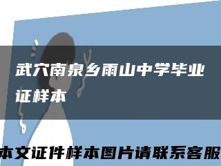 武穴南泉乡雨山中学毕业证样本缩略图