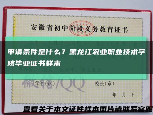 申请条件是什么？黑龙江农业职业技术学院毕业证书样本缩略图