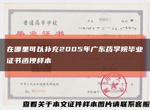 在哪里可以补充2005年广东药学院毕业证书函授样本缩略图