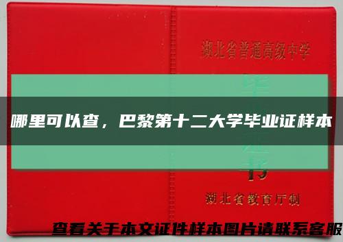 哪里可以查，巴黎第十二大学毕业证样本缩略图