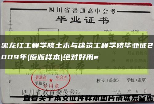 黑龙江工程学院土木与建筑工程学院毕业证2009年(原版样本)绝对好用e缩略图