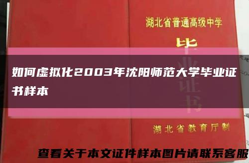 如何虚拟化2003年沈阳师范大学毕业证书样本缩略图