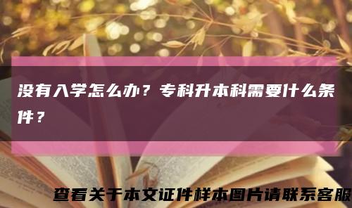 没有入学怎么办？专科升本科需要什么条件？缩略图