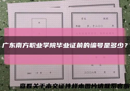 广东南方职业学院毕业证前的编号是多少？缩略图