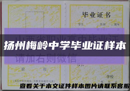 扬州梅岭中学毕业证样本缩略图