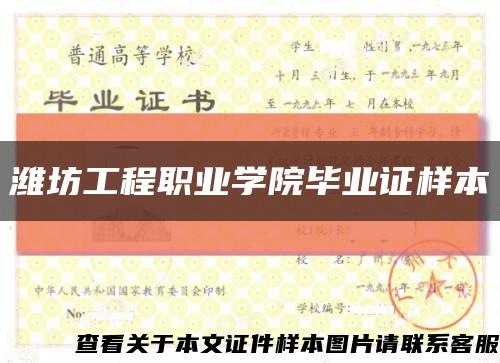 潍坊工程职业学院毕业证样本缩略图