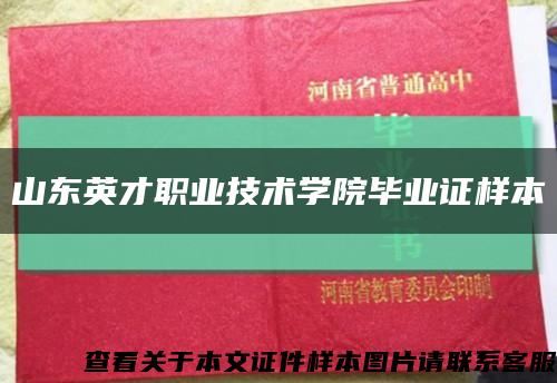 山东英才职业技术学院毕业证样本缩略图