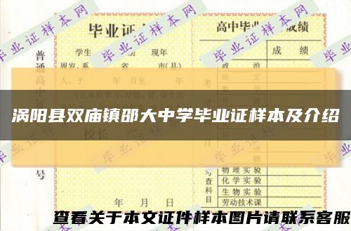 涡阳县双庙镇邵大中学毕业证样本及介绍缩略图