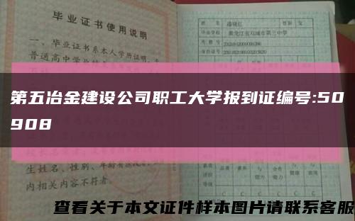 第五冶金建设公司职工大学报到证编号:50908缩略图