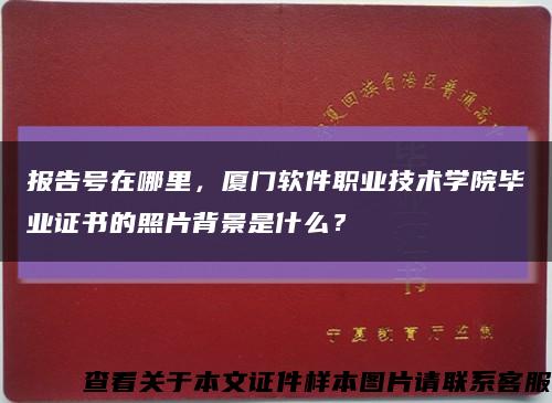 报告号在哪里，厦门软件职业技术学院毕业证书的照片背景是什么？缩略图