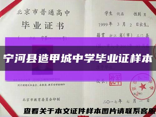 宁河县造甲城中学毕业证样本缩略图