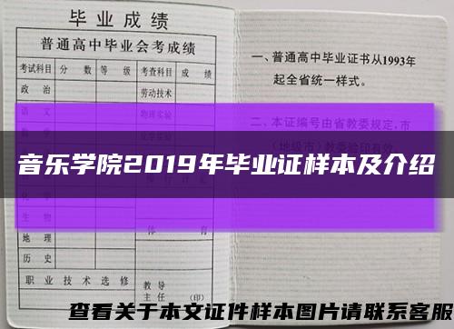 音乐学院2019年毕业证样本及介绍缩略图