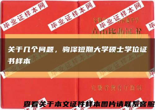 关于几个问题，驹泽短期大学硕士学位证书样本缩略图