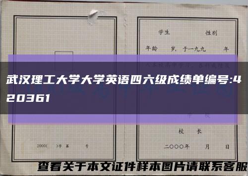 武汉理工大学大学英语四六级成绩单编号:420361缩略图